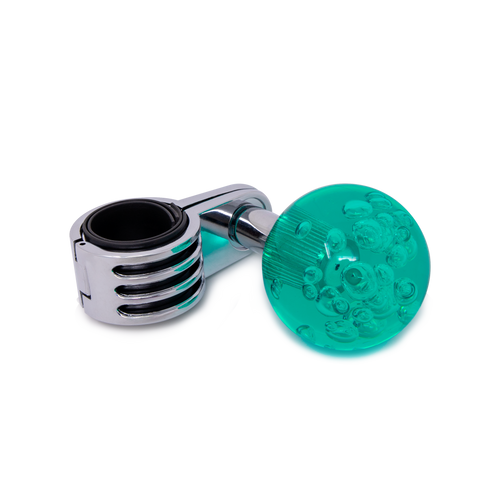 Steering Wheel Spinner Knob – Clear-Teal Bubbles