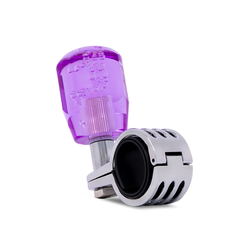 Steering Wheel Spinner Knob – Clear-Purple Bubble Crystal Barrel Design