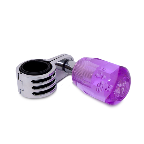 Steering Wheel Spinner Knob – Clear-Purple Bubble Crystal Barrel Design