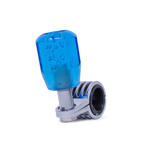 Steering Wheel Spinner Knob – Clear-Blue Bubble Crystal Barrel Design