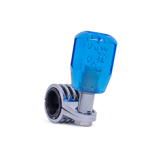 Steering Wheel Spinner Knob – Clear-Blue Bubble Crystal Barrel Design