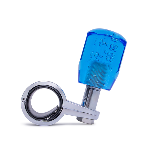 Steering Wheel Spinner Knob – Clear-Blue Bubble Crystal Barrel Design