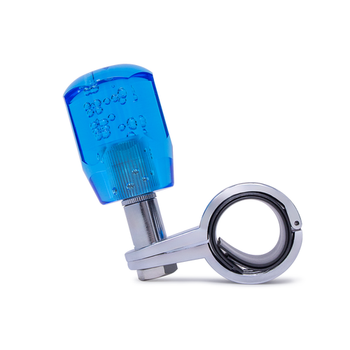 Steering Wheel Spinner Knob – Clear-Blue Bubble Crystal Barrel Design