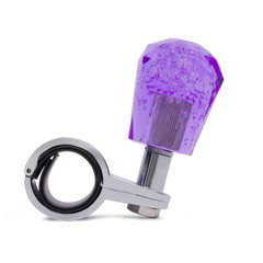 Steering Wheel Spinner Knob – Clear-Purple Bubbles, Diamond Cut