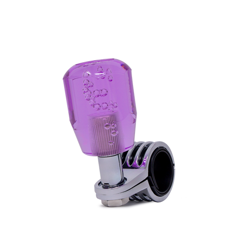 Steering Wheel Spinner Knob – Clear-Purple Bubble Crystal Barrel Design