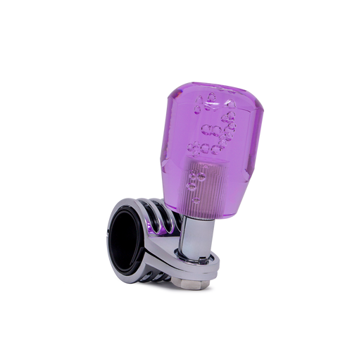 Steering Wheel Spinner Knob – Clear-Purple Bubble Crystal Barrel Design