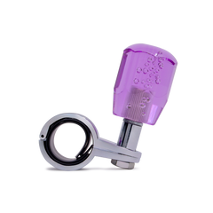 Steering Wheel Spinner Knob – Clear-Purple Bubble Crystal Barrel Design