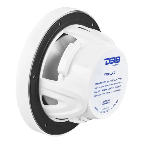 DS18 NXL 6.5" 2-Way Coaxial Marine Speaker with LED RGB Lights | 100W RMS 4-Ohm PAIR