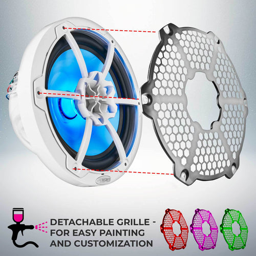 DS18 NXL 8" 2-Way Coaxial Marine Speaker With LED RGB Lights 125 Watts Rms 4-Ohm PAIR