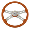 18" Painted Wood Rim, Chrome 4-Spoke w/ Slot Cut Outs, Matching Painted Bezel, Chrome Horn Button - Logo