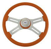 18" Painted Wood Rim, Chrome 4-Spoke w/ Slot Cut Outs, Matching Painted Bezel, Chrome Horn Button - Logo