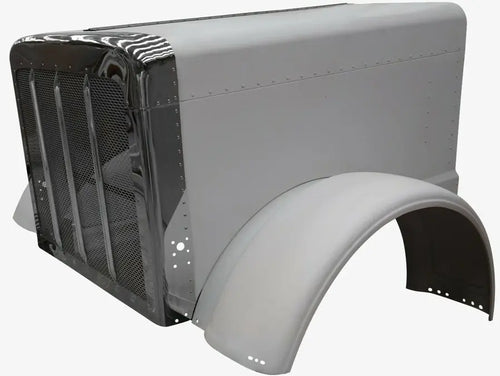 New Hood Fits Peterbilt 389 2007-2020 72" Centerline Complete Aluminum Hood W/Fiberglass Fender