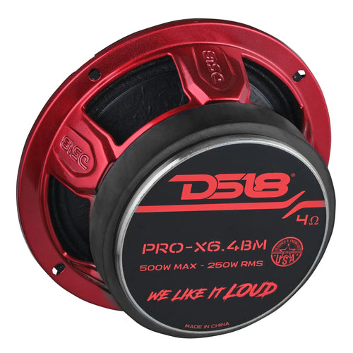 DS18 PRO-X 6.5" Mid-Range Loudspeaker with Bullet | 250W RMS 4-Ohm