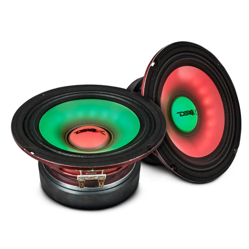DS18 6.5" Mid-Range Loudspeaker with Dual RGB LED For Cone & Dust Cap 250 Watts 4-Ohm EACH