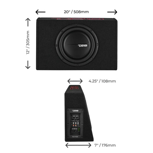 DS18 10” Amplified Shallow Subwoofer Enclosure for Pickup Trucks