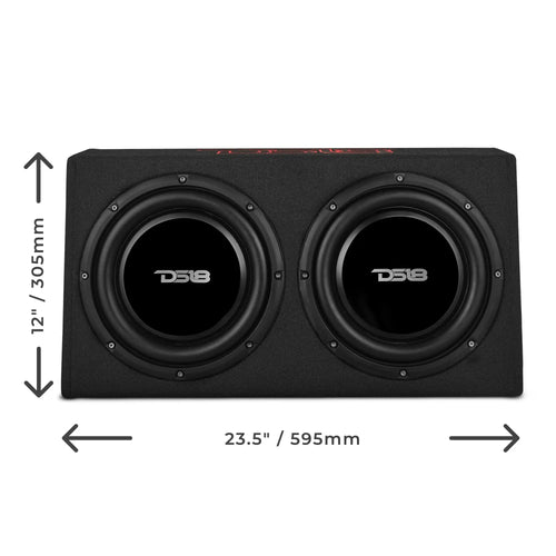 DS18 10" Active Subwoofer Shallow Enclosure with 10" Passive Subwoofer For Pickup Trucks