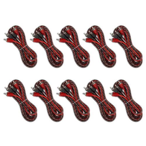 DS18 12 ft Ultra Flex 100% OFC RCA Cable Wire – 10-Pack