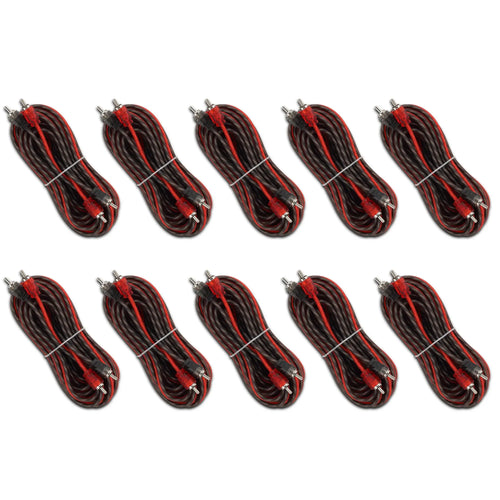 DS18 20 ft Ultra Flex 100% OFC RCA Cable Wire – 10-Pack