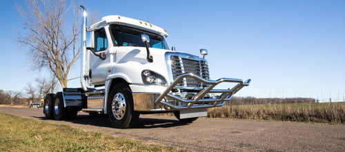 Universal Protec Grille Guard Stainless Steel, 25 Deg, Bend Fits Freightliner Cascadia 2010-2017