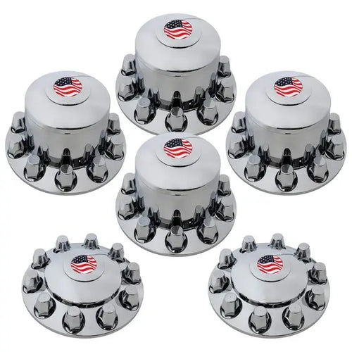 Chrome Plastic Axle Cover RealLogo Floaters (RLF) Includes (2) Front & (4) Rear Covers
