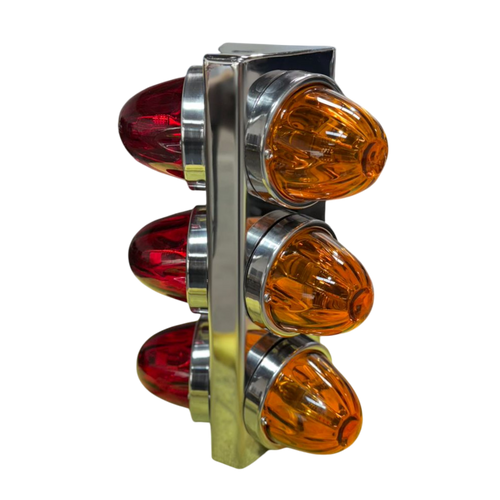 (No Bulb )Side cab Stainless Steel Brackets for 6 (3) Watermelon Light per side Fits Kenworth T680, T880, W990 and Peterbilt 579