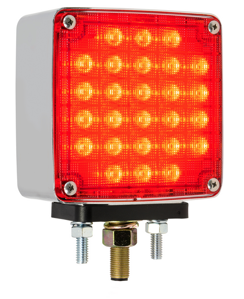 Square Double Face Smart Dynamic LED Pedestal Driver Side Light Amber/Red