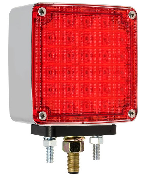 Square Double Face Smart Dynamic LED Pedestal Driver Side Light Amber/Red