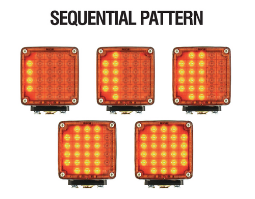 Square Double Face Smart Dynamic LED Pedestal Driver Side Light Amber/Red