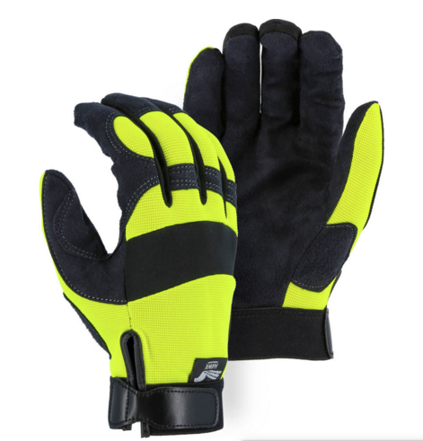 Glove with Hi-Viz knit back   Armor  Skin Mechanics