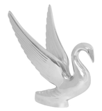 Descontinued. Bugler/Swan Hood Ornament Chrome Bugler with Small Wings