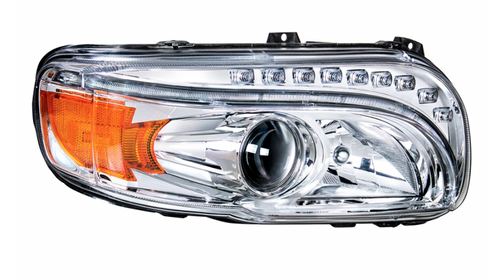 Chrome Projection Headlight With LED Turn & DRL For Peterbilt 389 (2008-2023) & 388 (2008-2015)