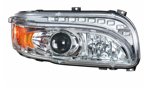 Chrome Projection Headlight With LED Turn & DRL For Peterbilt 389 (2008-2023) & 388 (2008-2015)