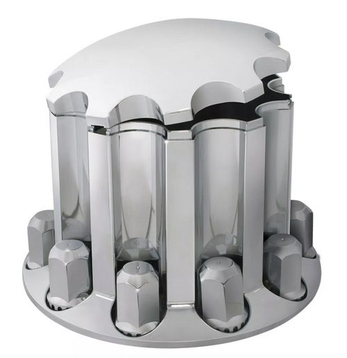 Chrome Plastic ABS Rear Axle Cover Set with Locking Tabs & Standard Hub Cap