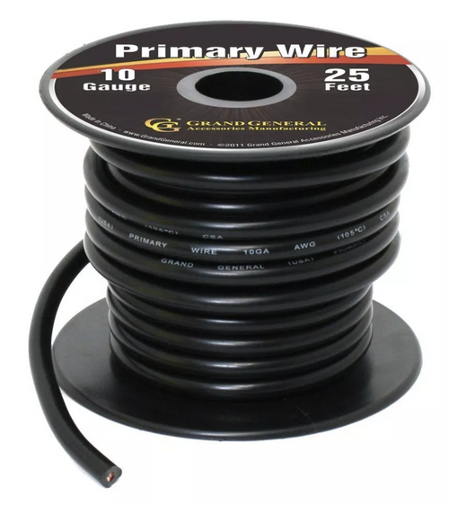 Primary Wires in 10 Gauge Black 25 ft