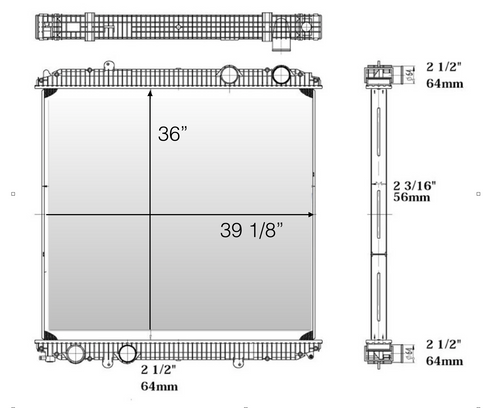 Radiator Plastic Tank, Aluminum Core fits Freightliner Cascadia, Coronado, Century 03-07