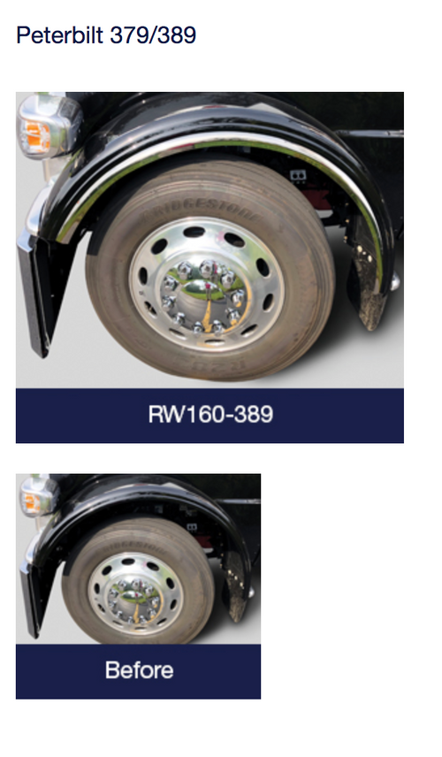 2,Piece Kit, Fenderettes 14Gauge 304 Stainless Steel Fits Front Fender Peterbilt 379’s & 389’s