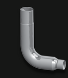 Lincoln Chrome 8” Seamless 90° Elbow Reduced 5” OD Top Leg 29”, lower Leg 20”