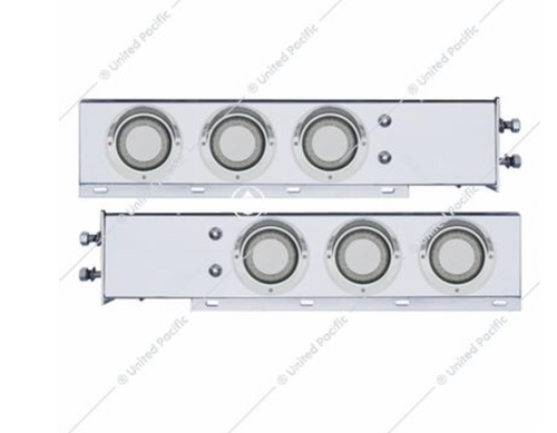 2-1/2" Bolt Pattern Mud Flap Hanger SS Spring Loaded Rear Bar w/6X 4" Red LED "Mirage" Lights & Visor -Clear Lens