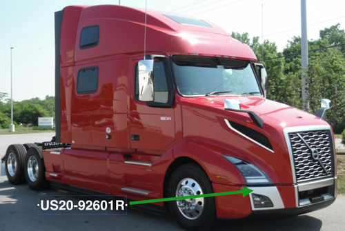 Bumper Reinforcement With Cover & No Fog Light Cutout For 2018-2024 Volvo VNL - Passenger