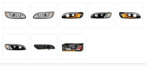 Headlight Fits Peterbilt 386/387 with white high power LED position/daytime running and LED turn signal light