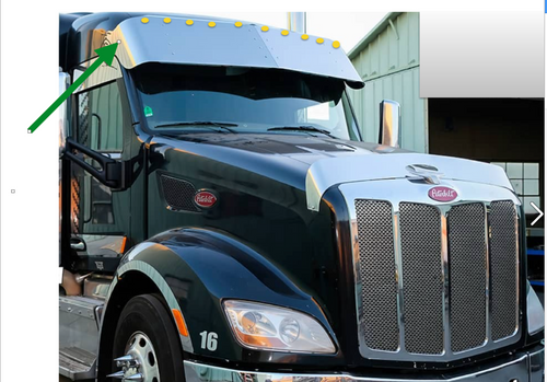 18" Drop Visor With 10-3/4" Light Holes Fits Peterbilt 579 & 567 2012-2021 (Mid & High Roof) No Drilling Required) *Not for Ultra Loft *