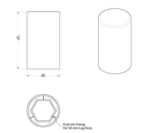 33Mm X 3 1/2” Cylinder Nut Cover-Push-On