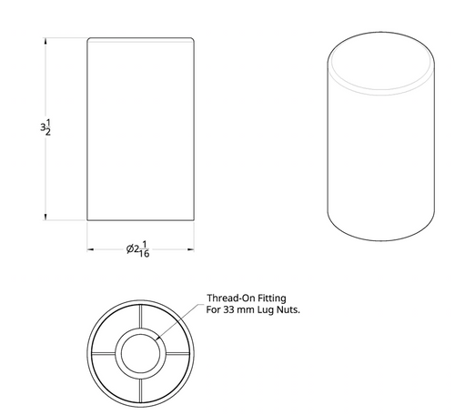 Cylinder Nut Cover - Thread-On 33 Mm X 3 1/2"