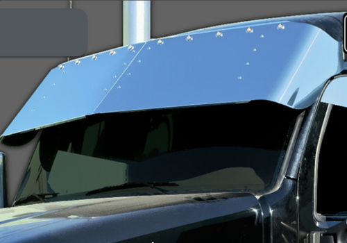 18" Drop Visor Fits Peterbilt 579 & 567 '2016 & Up (mid & high roof) With 10-3/4" Light Holes