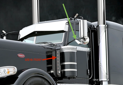 (No Bulb ) ( PAIR) PETERBILT 589 Rear Peterbilt 589 STRAP-MOUNT Air Cleaner Bracket w/ (1) Watermelon Light Hole at the Bottom