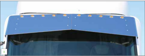 Visor 15.5" Peterbilt 579/567 w/(10) Bulls Eye Holes & HW. Mid Roof & High Rise. (2013+)