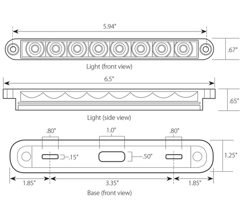 Grand General Pearl Series 6-1/2" Dual Function LED Light Bar White/Clear