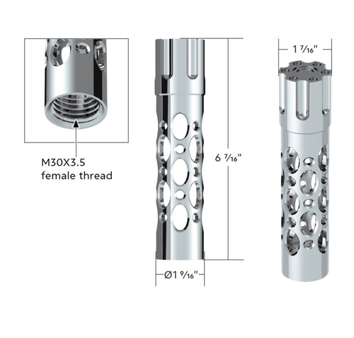 M30X3.5 Thread-On Austin Style Gun Cylinder Gearshift Knob - Chrome