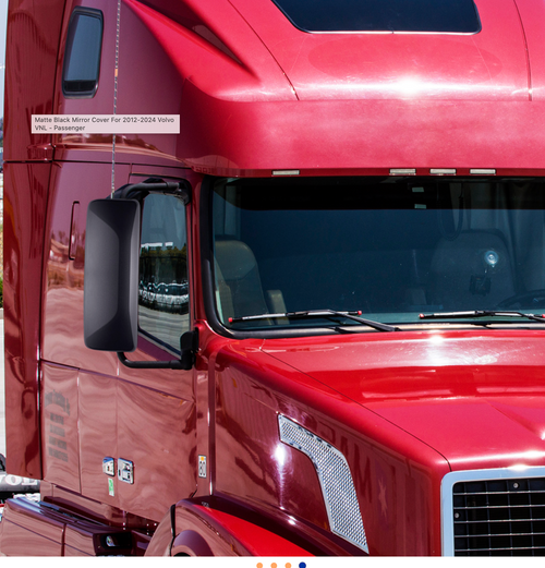 Matte Black Mirror Cover For 2012-2024 Volvo VNL - Passenger