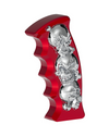 Thread-On Skulls Pistol Grip Gearshift Knob - Candy Red With Chrome Skulls